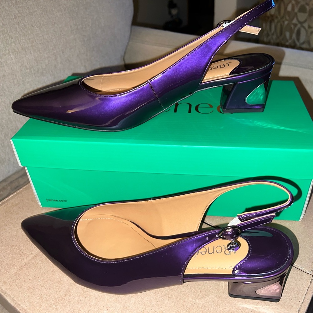 J.Renee Purple Patent Leather Slingback Heels (“Shayanne” style)